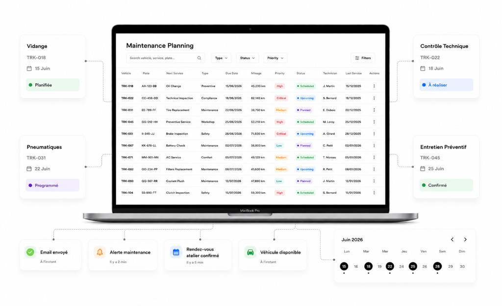 Planning de maintenance sur Digiparc